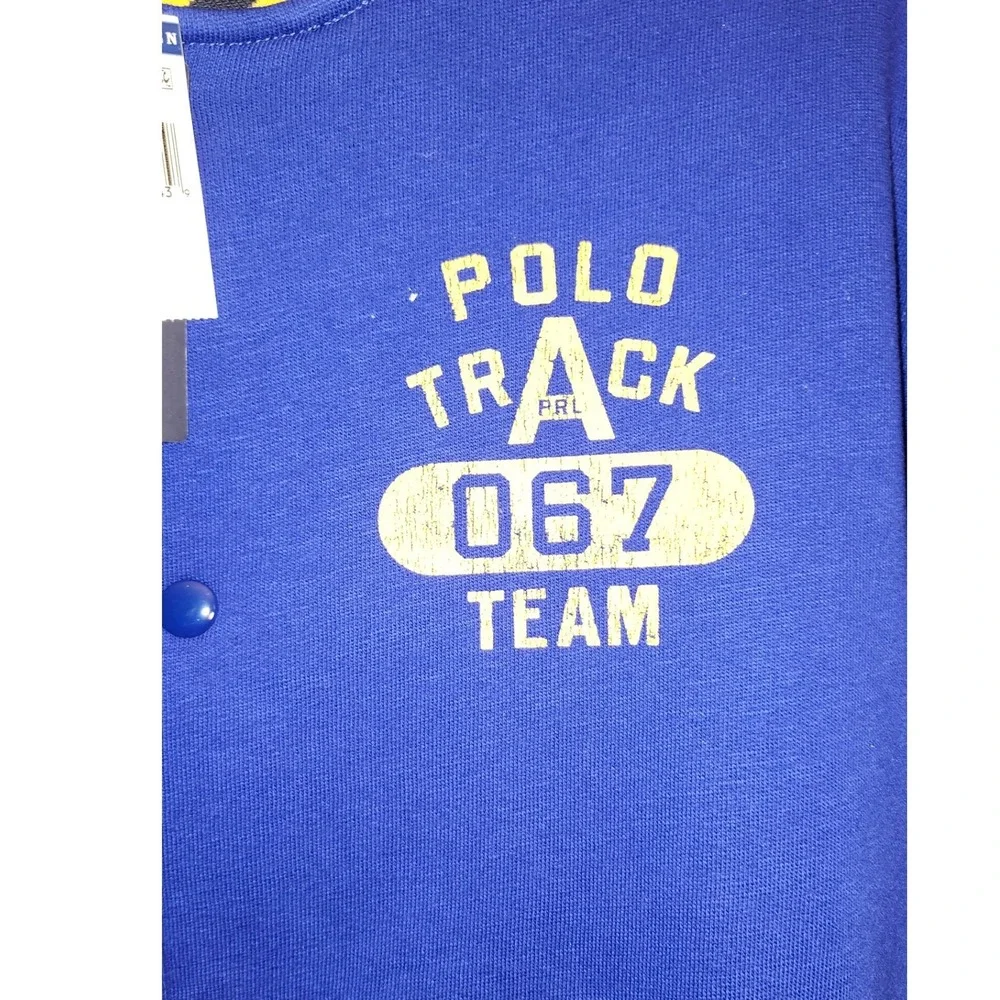 Polo Ralph Lauren Mens‎ Varsity Track Jacket Blue Yellow Snap Front XL NWT